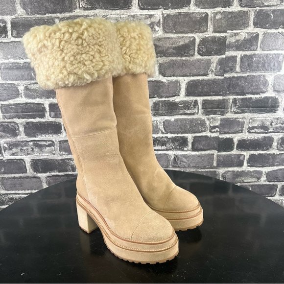 NWOT Cult Gaia Cowhide Suede Sommar fold over Boots - Size 36.5 - Picture 4 of 14